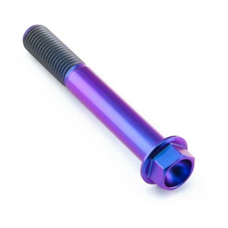 Pro-Bolt flanged hex head titanium bolt in purple, measuring M10 x 1.25mm x 70mm, featuring a smooth, shiny finish and distinct hexagonal head design.