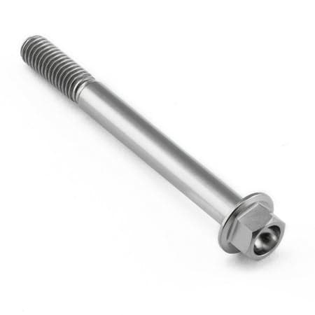 Flanged hex head titanium bolt in natural finish, M6 x 1.00mm thread, 60mm length with a 25mm flange, featuring a sleek, corrosion-resistant design.