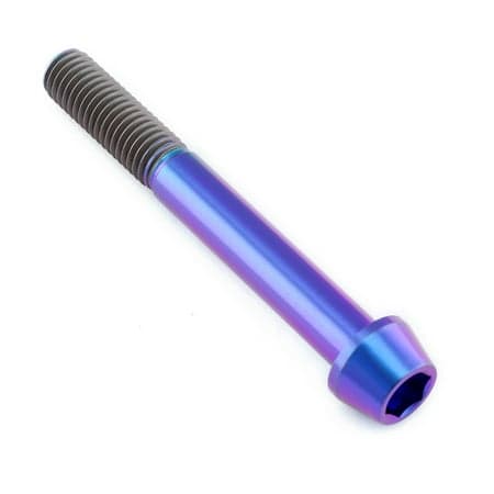 Tapered Allen head titanium bolt in vibrant purple, measuring M10 x 1.50mm x 80mm, featuring a sleek design and durable finish by Pro-Bolt.