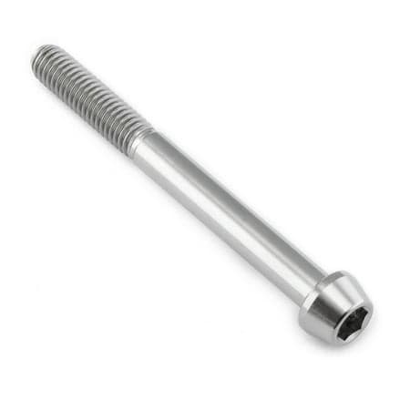 Tapered Allen head titanium bolt in natural finish, measuring M6 x 1.00mm x 60mm, featuring a smooth shaft and hexagonal socket for easy installation.