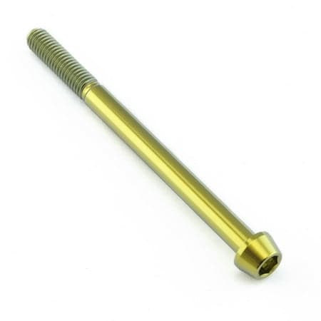 Gold titanium tapered Allen head bolt, measuring M6 X 1.00mm X 80mm (25mm), featuring a smooth finish and hexagonal socket for easy installation.