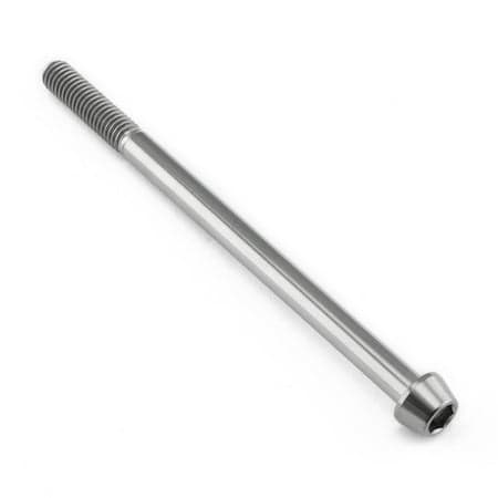 Tapered Allen head titanium bolt in natural finish, measuring M6 x 1.00mm x 95mm with a 25mm length, featuring a sleek, durable design for high-performance applications.