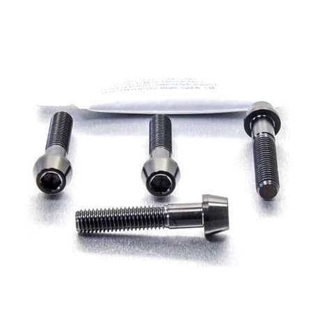Pro-Bolt Titanium Clip-on Handlebar Pinch Bolt Kit in black, featuring four sleek, durable titanium bolts with a polished finish and distinct rounded heads.