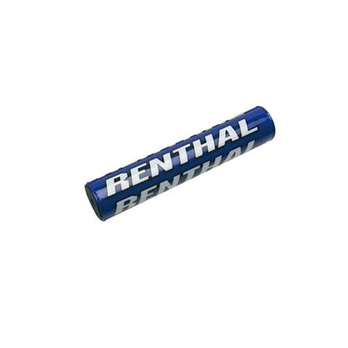 Blue bar pad with white "RENTHAL" branding, measuring 205mm/8.5", featuring a sleek design and durable material, ideal for Mini SX bikes.