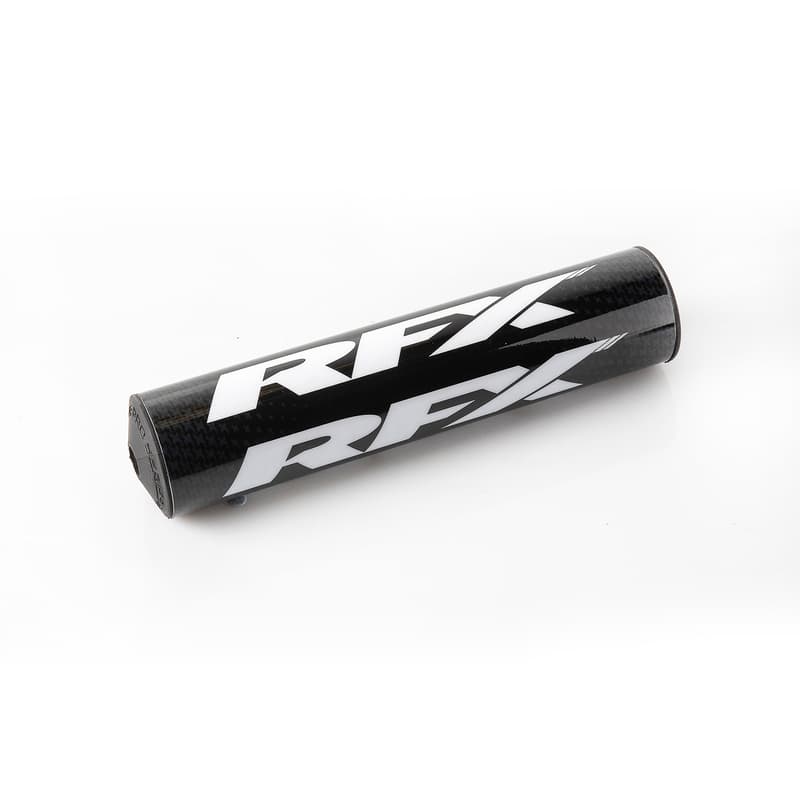 Black and white RFX Pro 2.0 F8 taper bar pad, made of durable material, featuring prominent RFX branding and a 28.6mm diameter for enhanced grip and protection.