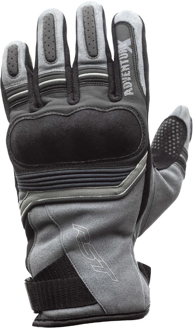 RST Adventure-X gloves in grey and light grey, size 9, featuring padded palms, breathable mesh, and textured grip for enhanced comfort and protection.