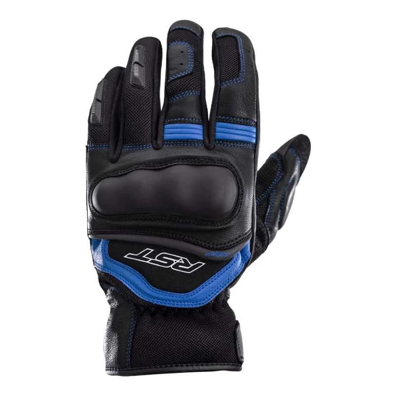 Black and blue RST Urban Air 3 Mesh Motorcycle Gloves in size S for men, featuring a combination of leather and mesh material, with reinforced knuckles and a sporty design.