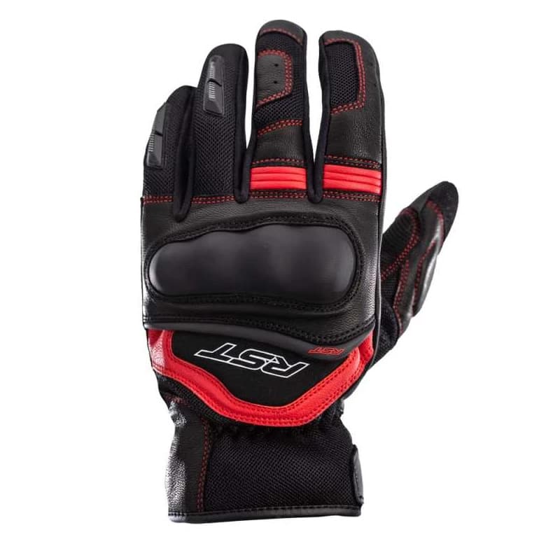 Black and red RST Urban Air 3 gloves in size 11, featuring a padded knuckle area, mesh for breathability, and reinforced palm for grip.