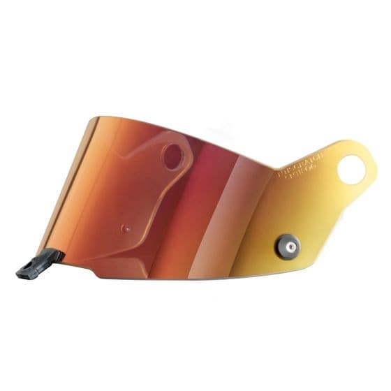 Replacement visor for ST5 FN ABP helmets in iridium red and dark smoke, featuring a smooth, reflective surface and a mounting hole for easy attachment.