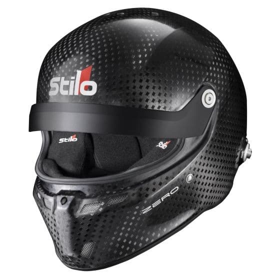 Stilo ST6 GTN Zero Carbon Helmet in sleek black carbon fiber, featuring a visor, ventilation holes, and padded interior, size M (57cm) for optimal fit and comfort.