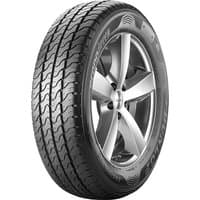 Dunlop Econodrive tire, 185/75 R16C, black with tread pattern and sidewall branding, mounted on a silver alloy wheel.