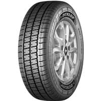 Dunlop Econodrive AS tire, 195/60 R16C, black tread, silver rim, detailed sidewall branding.