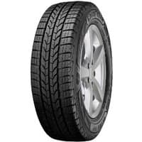Goodyear UltraGrip Cargo tire, black with deep treads and sidewall text, mounted on a silver alloy wheel.