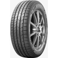 Kumho Ecsta HS52 tire, 205/55 R16 91V, sleek black tread with sidewall branding, mounted on a silver alloy wheel.