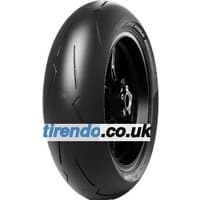 Black Pirelli Diablo Supercorsa V4 motorcycle tire with sleek tread pattern, size 180/60 R17 TL 75V, rear wheel.