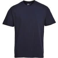 Navy blue Portwest Turin Premium T-Shirt, size L, featuring a classic crew neck and short sleeves.