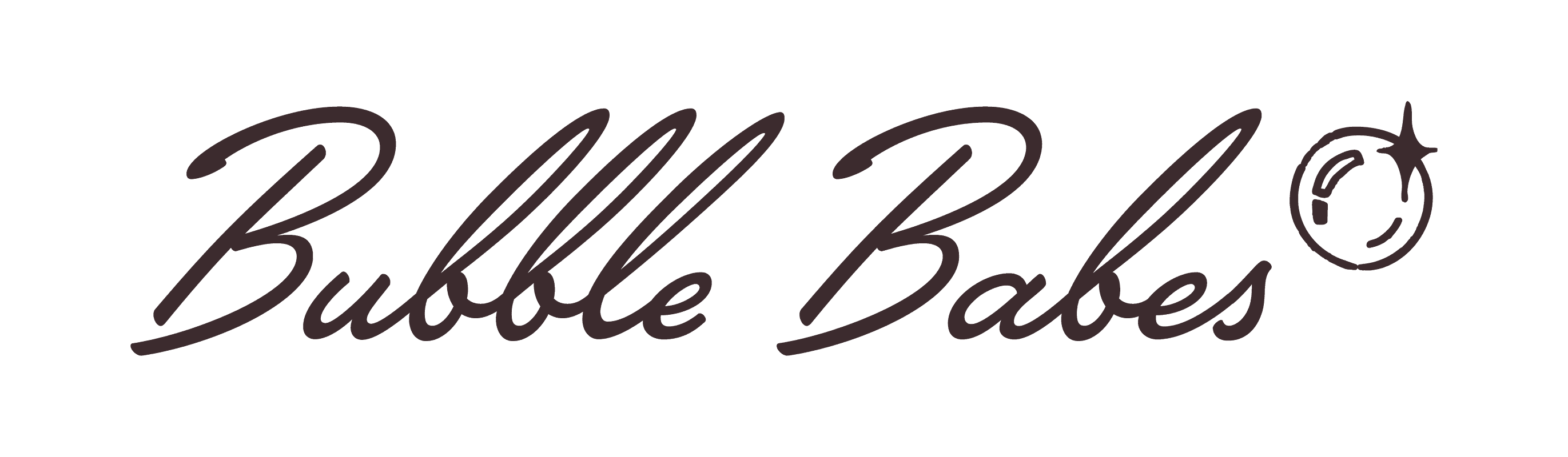 "Bubble Babes Launderette sign with playful, cursive lettering on a dark background."