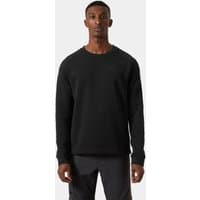 Black Helly Hansen crewneck sweatshirt, long sleeves, ribbed cuffs, subtle logo on chest, size 2XL.