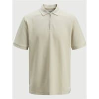 Beige Jack & Jones Austin Zip Polo in XL, featuring a subtle zip closure and classic collar.