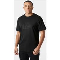 Black Helly Hansen men's T-shirt with subtle logo on chest, short sleeves, crew neck, size small.