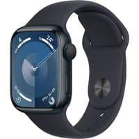 Apple Watch Series 9, 41mm Midnight Aluminum Case, Midnight Sport Band, sleek design, digital display.
