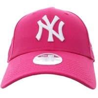 Pink New Era Yankees baseball cap with white NY logo, curved brim, and adjustable strap.