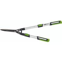 Telescopic garden shears with 200mm straight blades, silver handles, and green soft grips by Draper Expert.