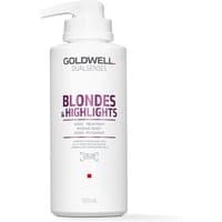 Goldwell Dualsenses Blonde & Highlights treatment, white bottle with pump, purple text, 500ml size.